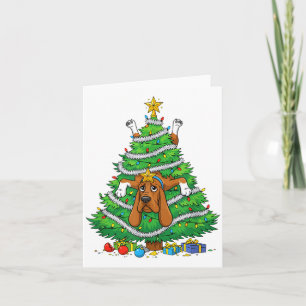 Lustiger Bloodhound-Hund Weihnachtsbaum Lichter Ki Karte