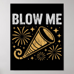 Lustiger Blow Me Kiss Me Frohes Neues Jahr Paar Hu Poster