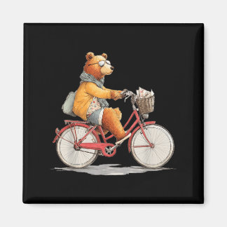 Lustiger Blumenfahrradkostüm mit Teddybär für Jung Magnet