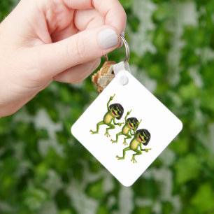 Lustiger Bob-Haarschnitt Frosch Meme-Geschenk Quad Schlüsselanhänger