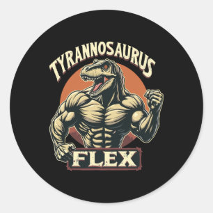Lustiger Bodybuilder Tyrannosaurus Flex Gym T-rex  Runder Aufkleber