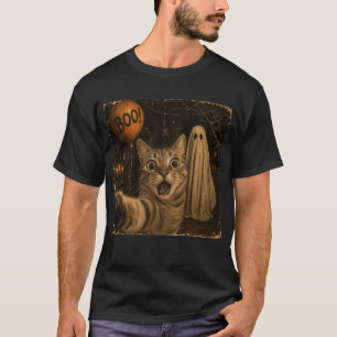 Lustiger BOO-Geist Katzen Halloween T-Shirt