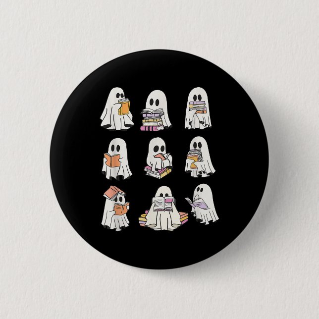 Lustiger Boo-Geist-Lesebuch Halloween Gruseliger M Button (Vorderseite)