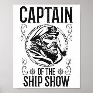 Lustiger Boots Kapitän beim Bootfahren  Poster
