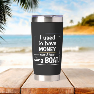 Lustiger Bootsbesitzer Humor Minimalistische Typog Thermobecher