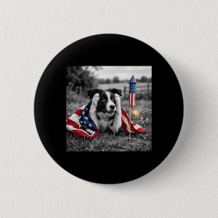 Lustiger Border Collie Amerikanische USA-Flagge 25 Button