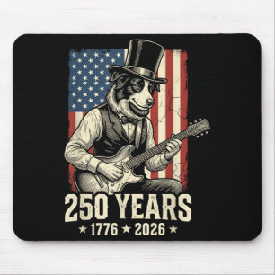 Lustiger Border Collie Amerikanische USA-Flagge 25 Mousepad