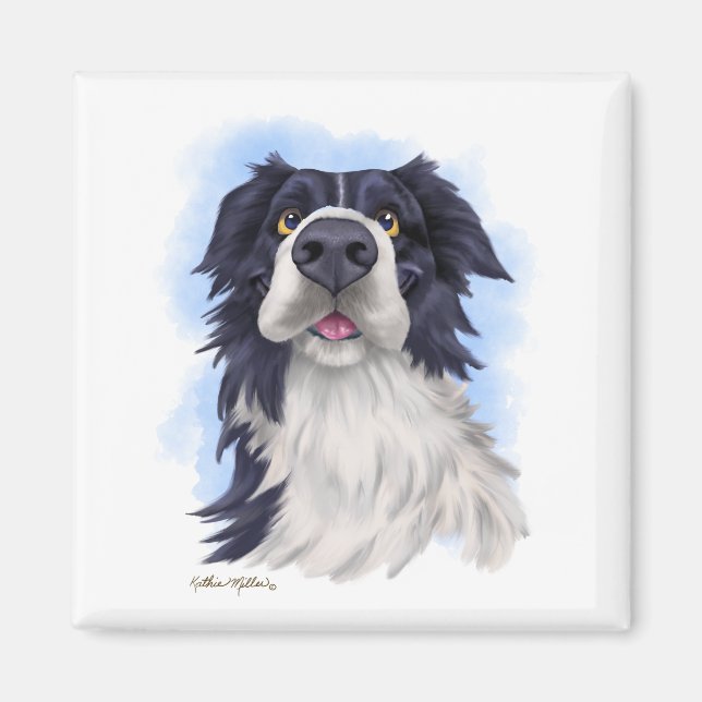 Lustiger Border Collie Cartoon  Magnet (Vorne)