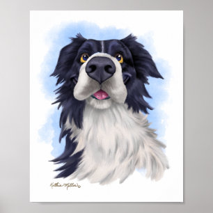 Lustiger Border Collie Cartoon Poster