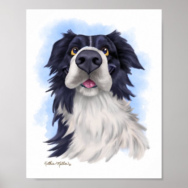 Lustiger Border Collie Cartoon  Poster (Vorne)