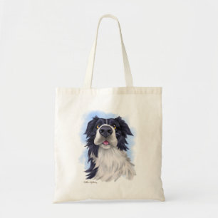 Lustiger Border Collie Cartoon Tragetasche