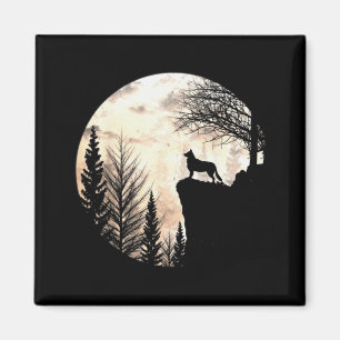 Lustiger Border Collie Hund Gruselig Und Mond Hall Magnet