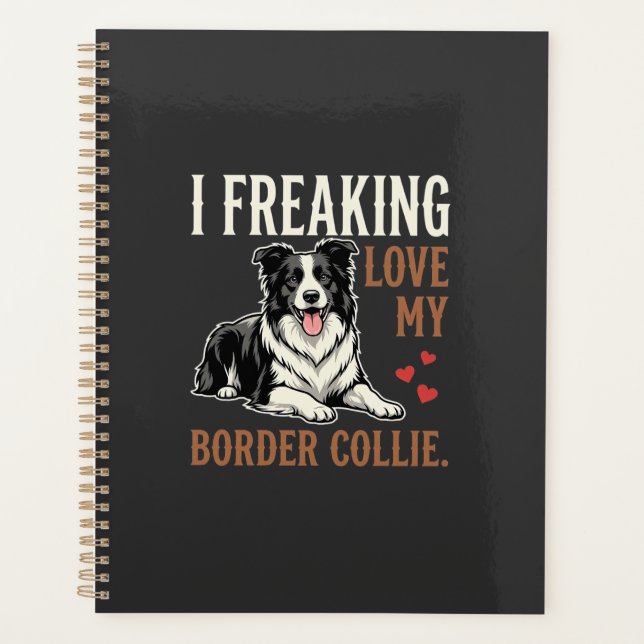 Lustiger Border Collie Liebes Hund Planer (Vorderseite)