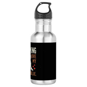 Lustiger Border Collie Liebt Hund Edelstahlflasche
