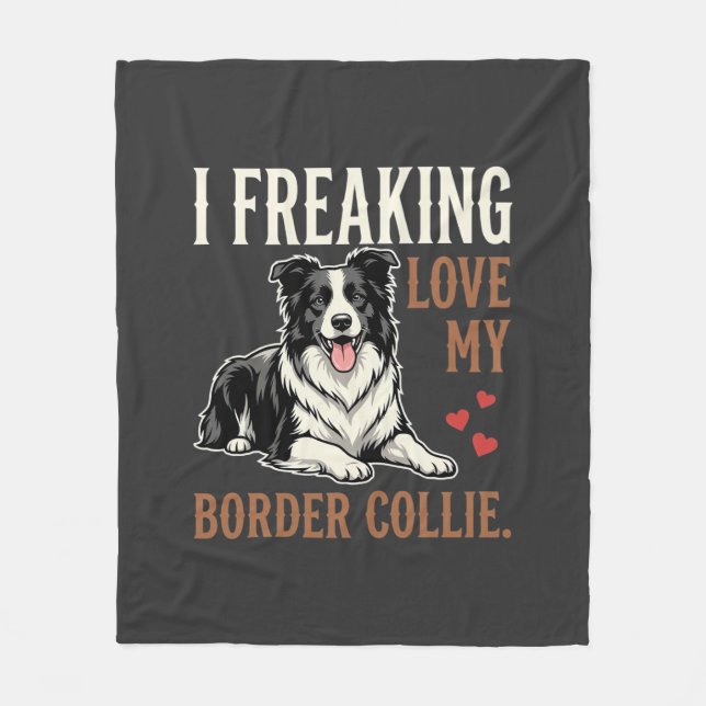 Lustiger Border Collie Liebt Hund Fleecedecke (Vorderseite)