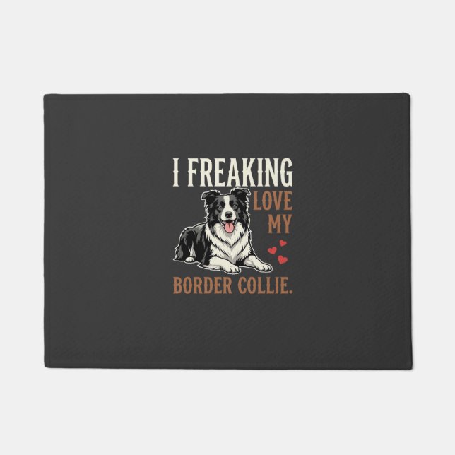 Lustiger Border Collie Liebt Hund Fußmatte (Vorderseite)