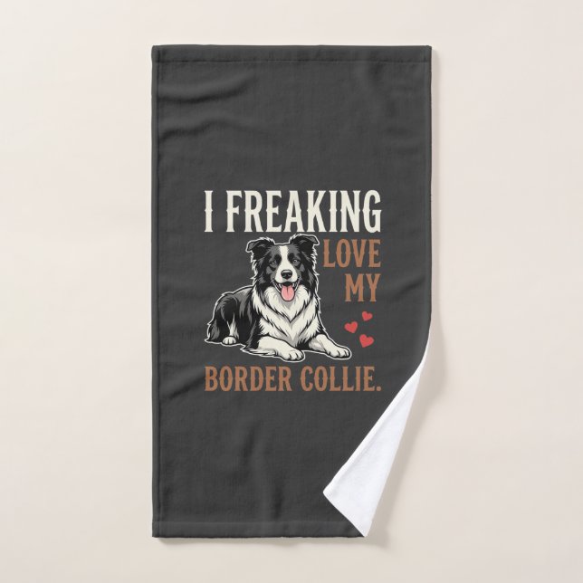 Lustiger Border Collie Liebt Hund Handtuch (Handtuch)