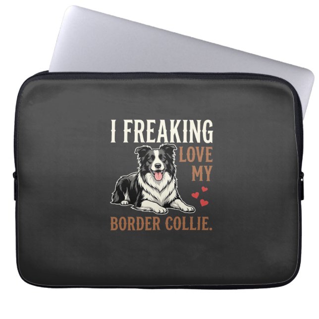 Lustiger Border Collie Liebt Hund Laptopschutzhülle (Vorderseite)