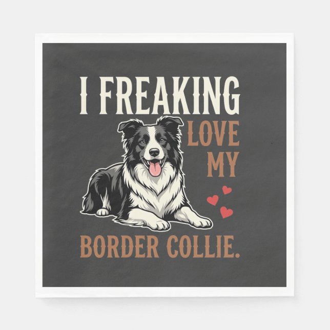 Lustiger Border Collie Liebt Hund Serviette (Vorderseite)