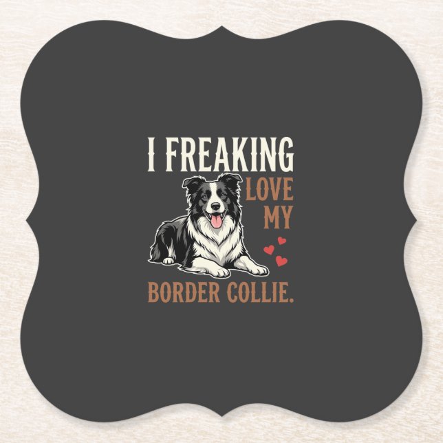 Lustiger Border Collie Liebt Hund Untersetzer (Vorderseite)