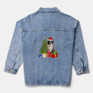 Lustiger Border Collie Weihnachtsbaum Frohe Weihna Jeansjacke