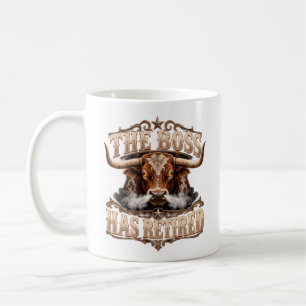 Lustiger Boss Ruhestand Vintage Western Longhorn Kaffeetasse