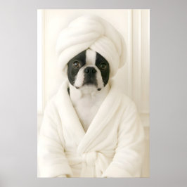 Lustiger Boston-Terrier-Badezimmerdruck, Terrier I Poster