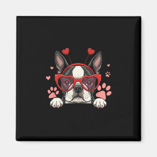 Lustiger Boston Terrier Herz Kopf Valentinstag Dam Magnet