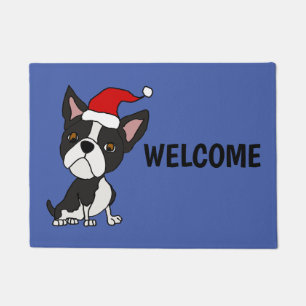Lustiger Boston-Terrier-Hund im Fußmatte
