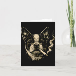 Lustiger Boston Terrier Meme Hund raucht Zigarette Karte
