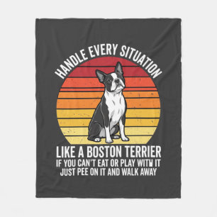 Lustiger Boston-Terrier Retro-Hund Haltung Fleecedecke