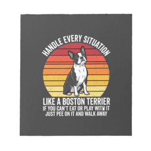 Lustiger Boston Terrier Retro Hund Haltung Notizblock
