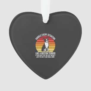 Lustiger Boston-Terrier Retro-Hund Haltung Ornament