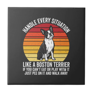 Lustiger Boston Terrier Retro Hunde Attitüde Fliese