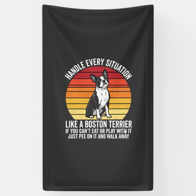 Lustiger Boston Terrier Retro-Hundeattitüde Banner (Vertikal)