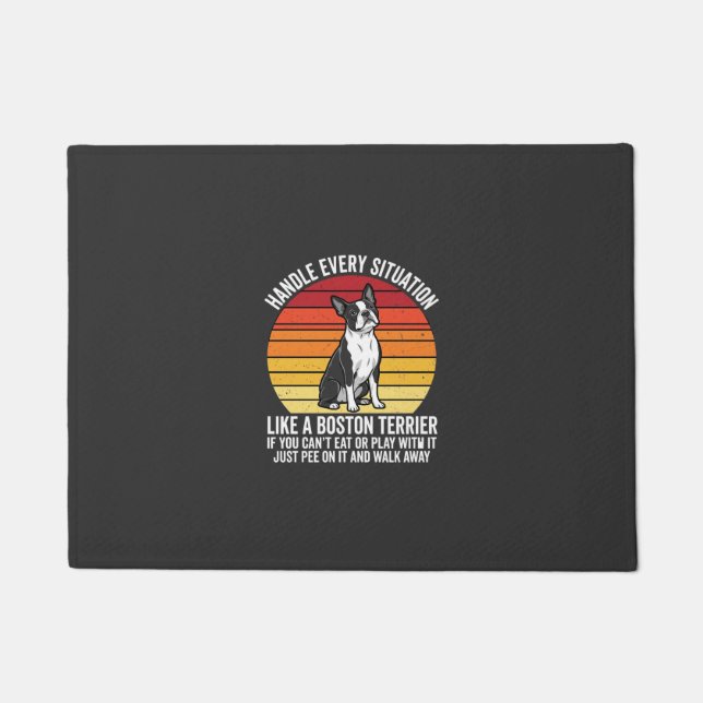 Lustiger Boston Terrier Retro-Hundeattitüde Fußmatte (Vorderseite)