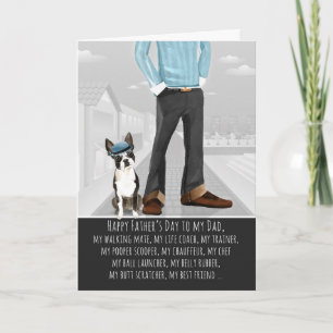 Lustiger Boston Terrier zum Vatertag vom Hund Karte