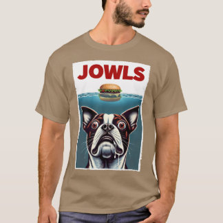 Lustiger Bostonerrier und Hamburger-Parodie-Wangen T-Shirt