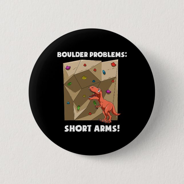 Lustiger Boulder- und Kletter-T-Rex  Button (Vorderseite)