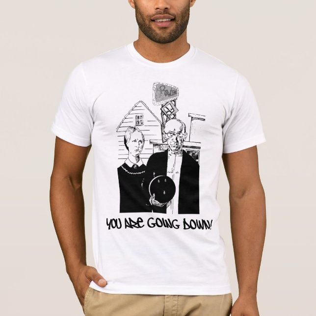 Lustiger Bowling gehen Sie unten! T-Shirt (Vorderseite)