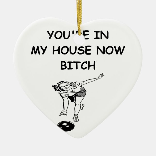 lustiger Bowlingswitz Keramik Ornament (Vorne)