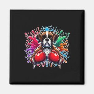 Lustiger Box-Kickbox-Fan Boxer Hund Mal-Spritzer Magnet