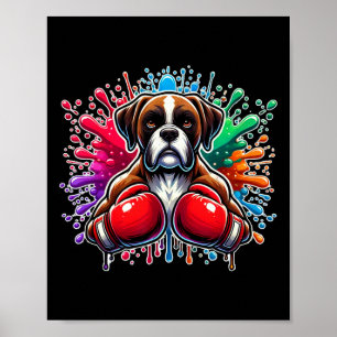 Lustiger Box-Kickbox-Fan Boxer Hund Mal-Spritzer Poster