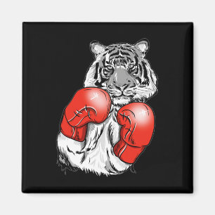 Lustiger Box-Tiger mit roten Handschuhen Kinder Er Magnet