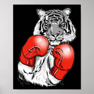 Lustiger Box-Tiger mit roten Handschuhen Kinder Er Poster