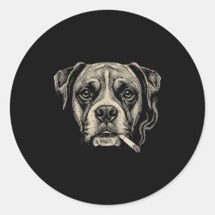 Lustiger Boxerhund-Meme, der eine Zigarette raucht Runder Aufkleber