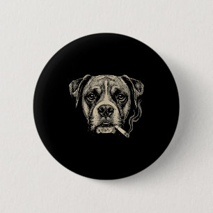 Lustiger Boxerhund-Meme raucht Zigarette Button