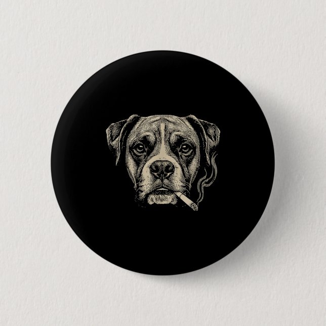 Lustiger Boxerhund-Meme raucht Zigarette  Button (Vorderseite)