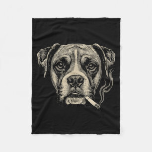 Lustiger Boxerhund-Meme raucht Zigarette Fleecedecke