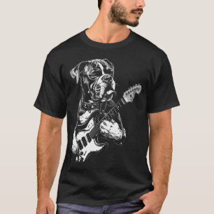 Lustiger Boxerhund spielt elektrische Rockgitarre T-Shirt